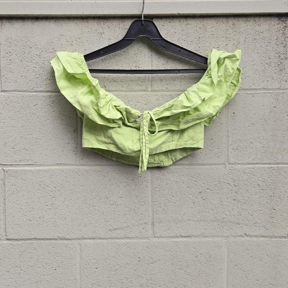 Light Green Ruffle Crop Blouse